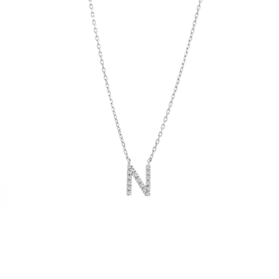 925 Sterling Silver Pave Diamonds Initial Neckalce