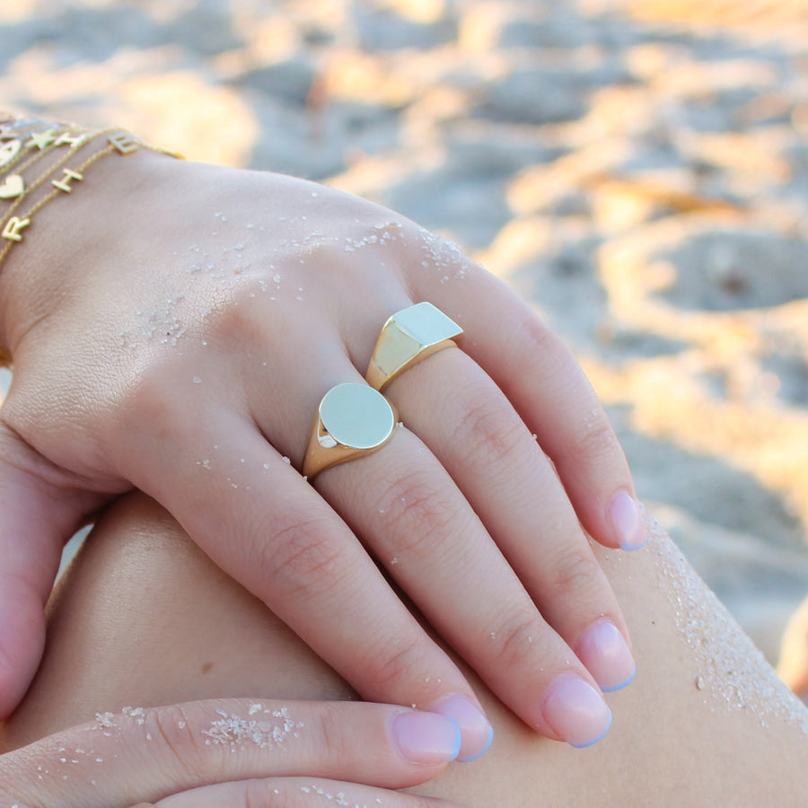 14K Solid Yellow Gold Signet Ring