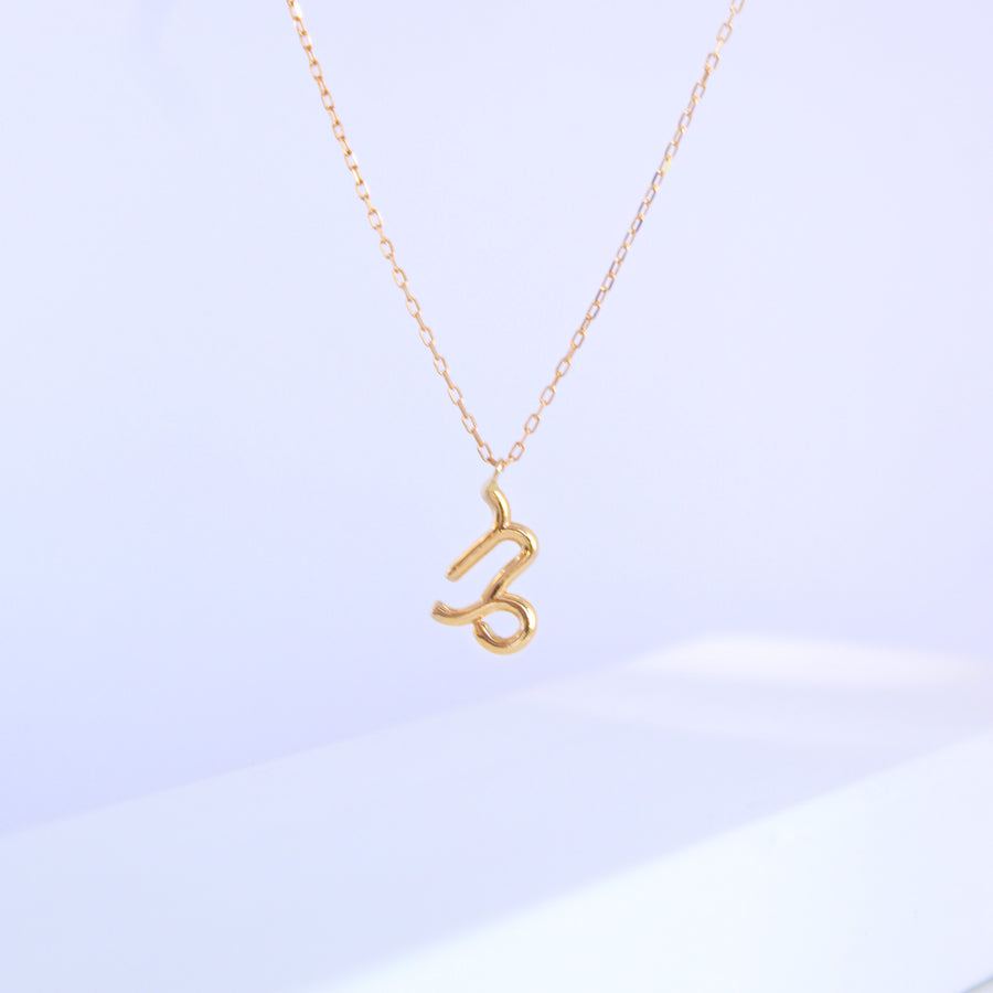 14K Solid Yellow Gold Zodiac Sign Necklace