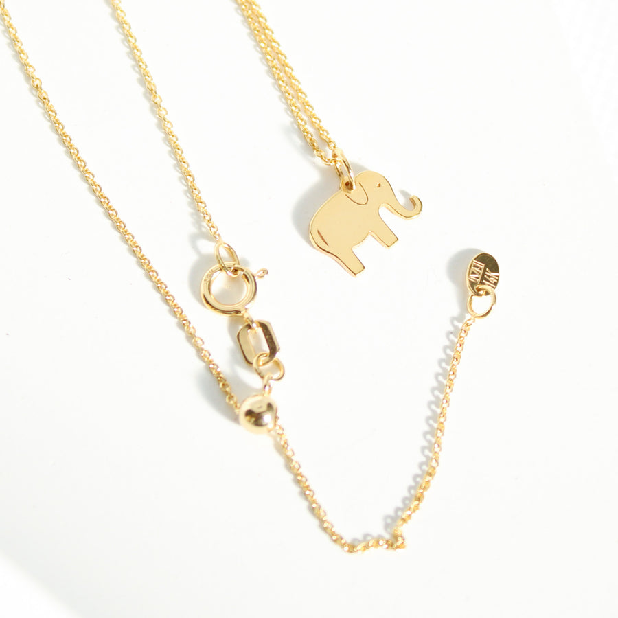 14K Solid Yellow Gold Custom Elephant Pendant