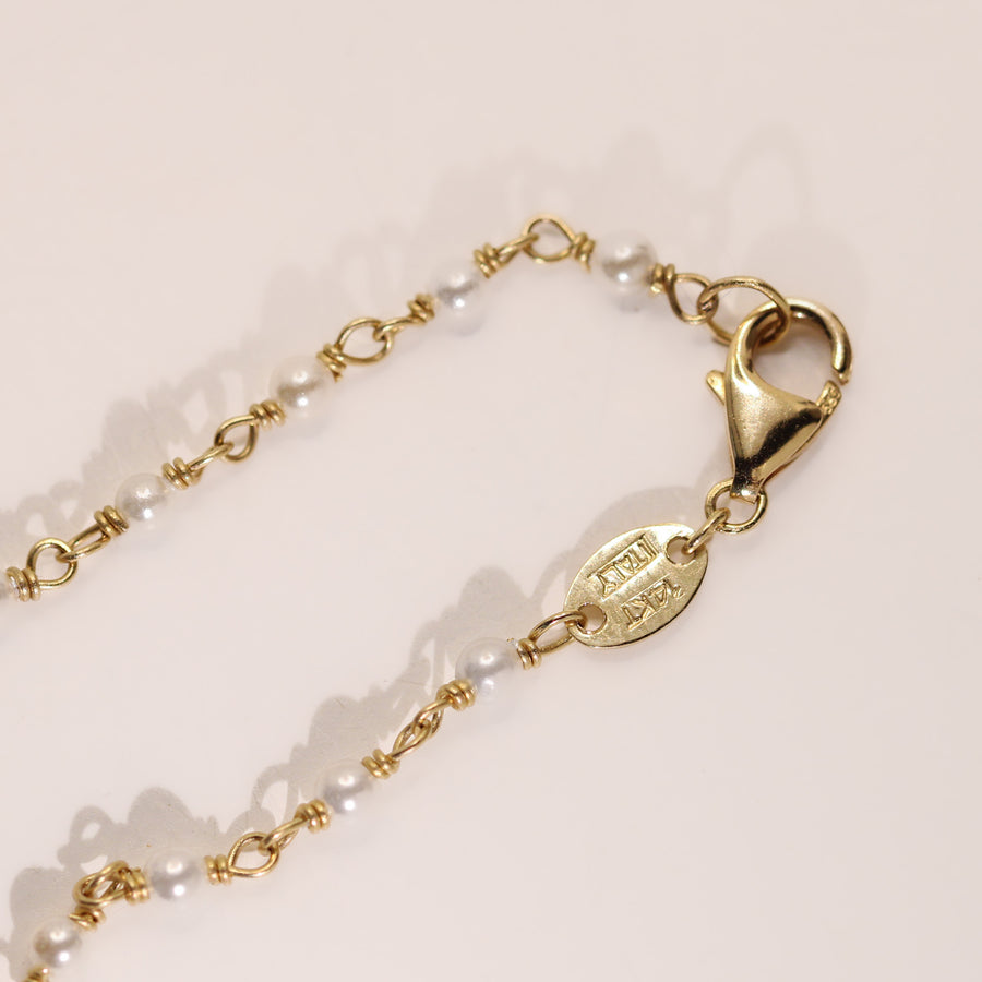 14K Solid Yellow Gold Genuine Stones Bracelet