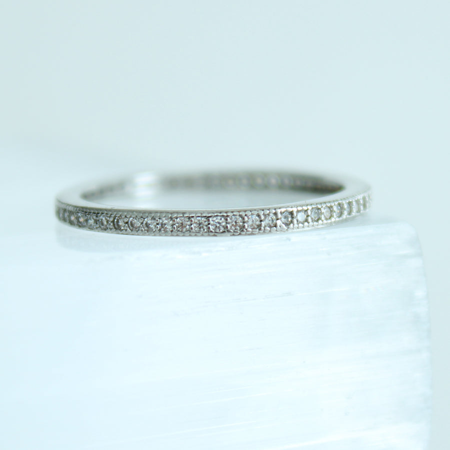 925 Sterling Silver CZ Pave Eternity Ring