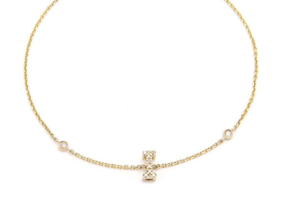 Customizable 14K Solid Yellow Gold Initial Diamond Bracelet