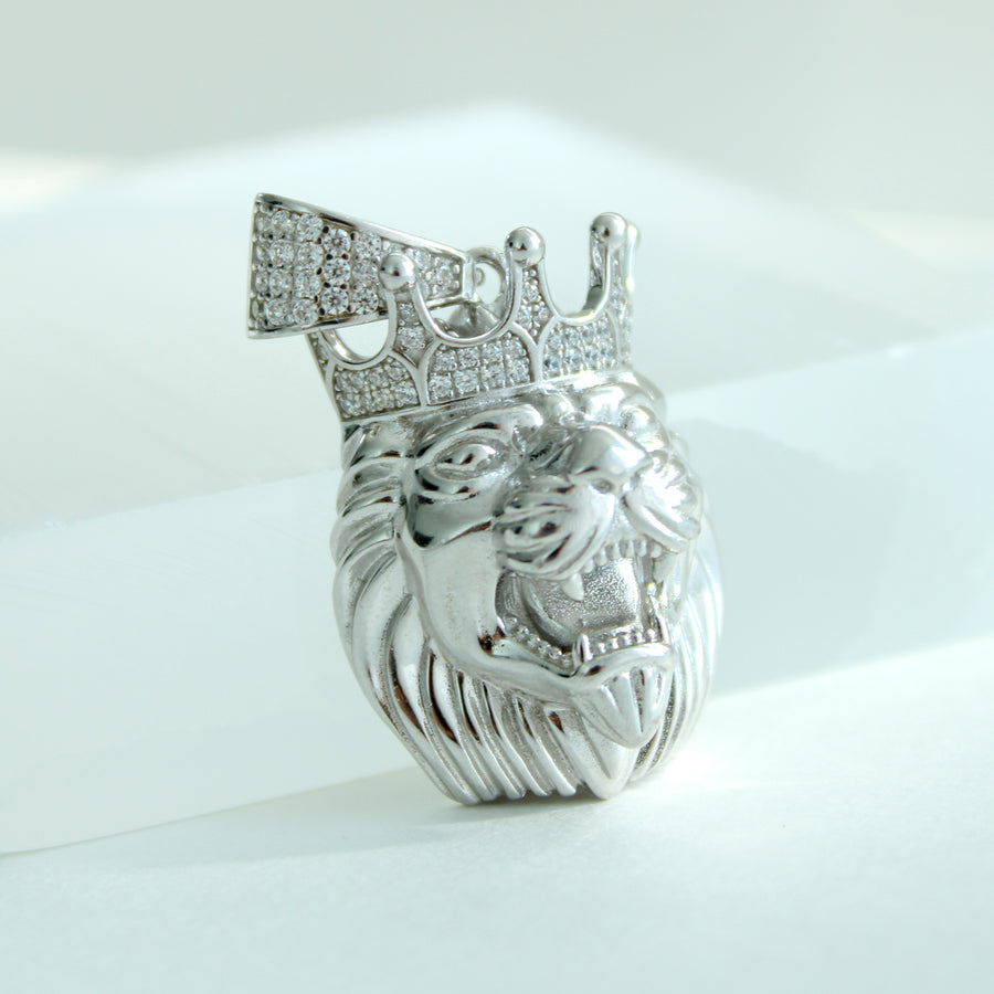 925 Sterling Silver Cubic Zirconia Lion Pendant