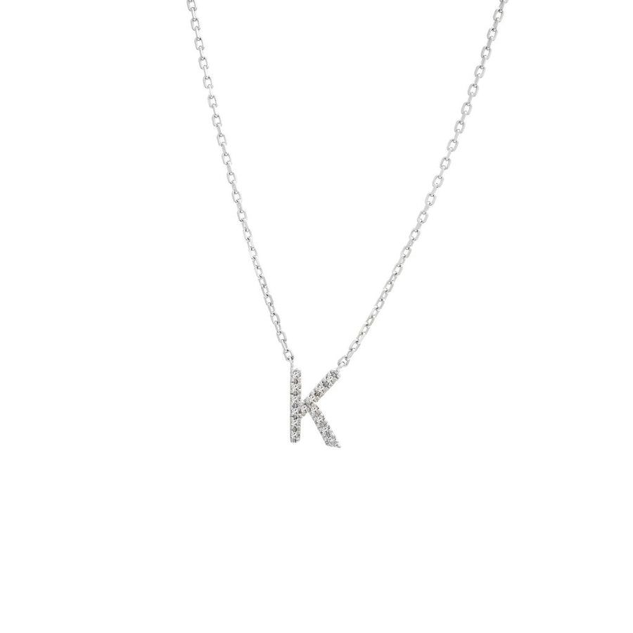 925 Sterling Silver Pave Diamonds Initial Neckalce