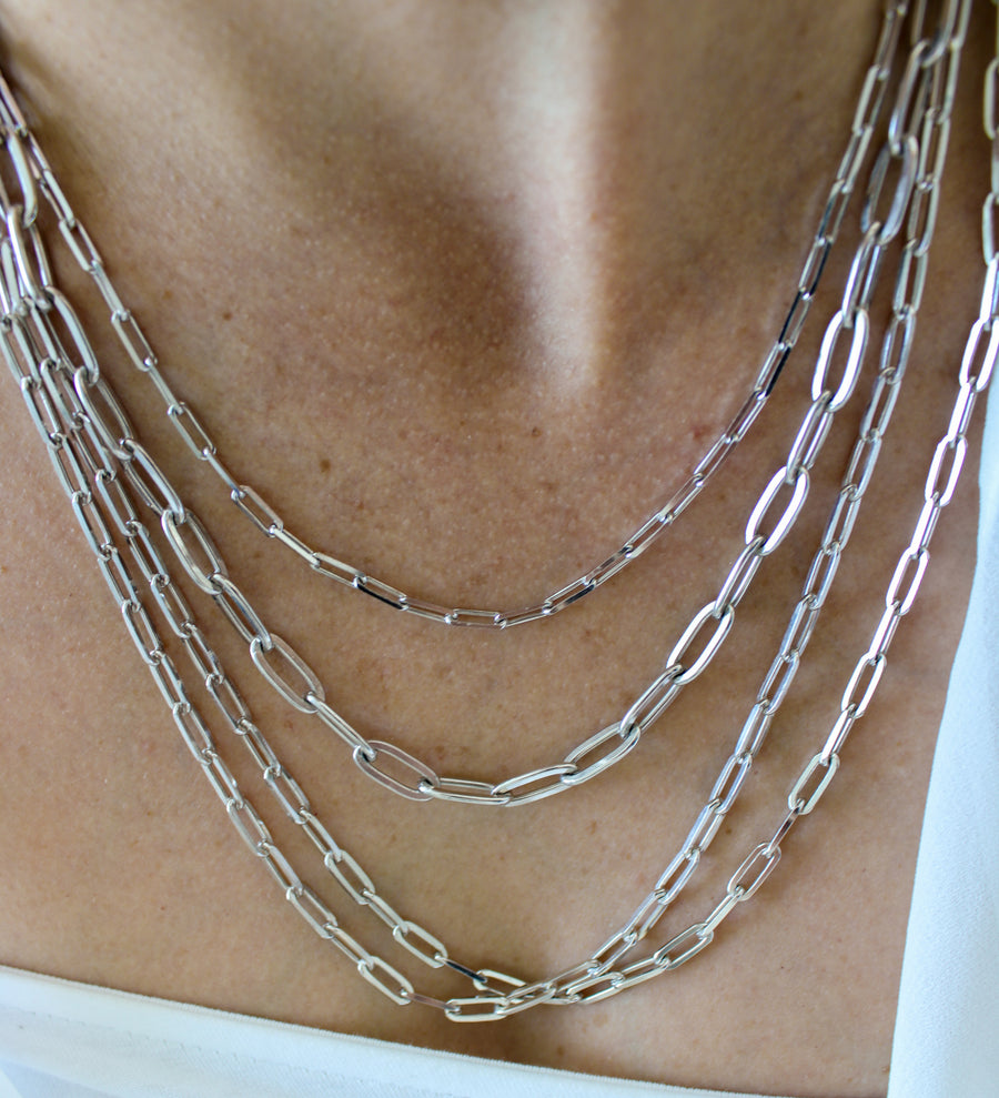 925 Sterling Silver Paper Clip Chain