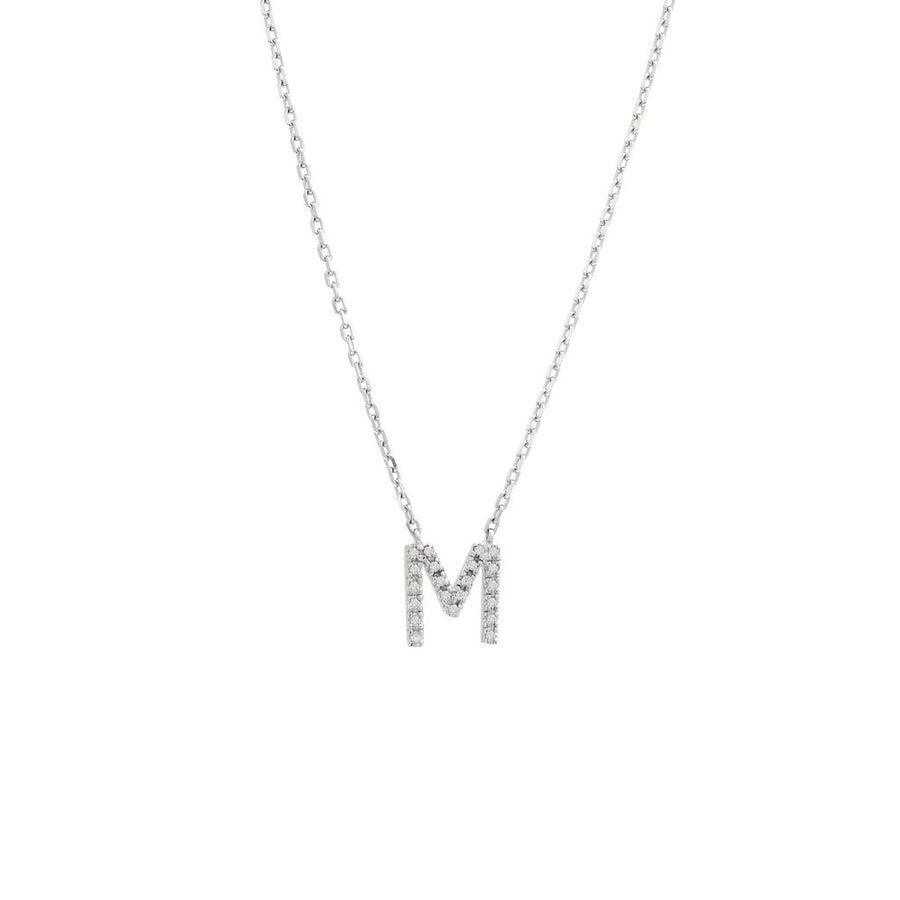 925 Sterling Silver Pave Diamonds Initial Neckalce