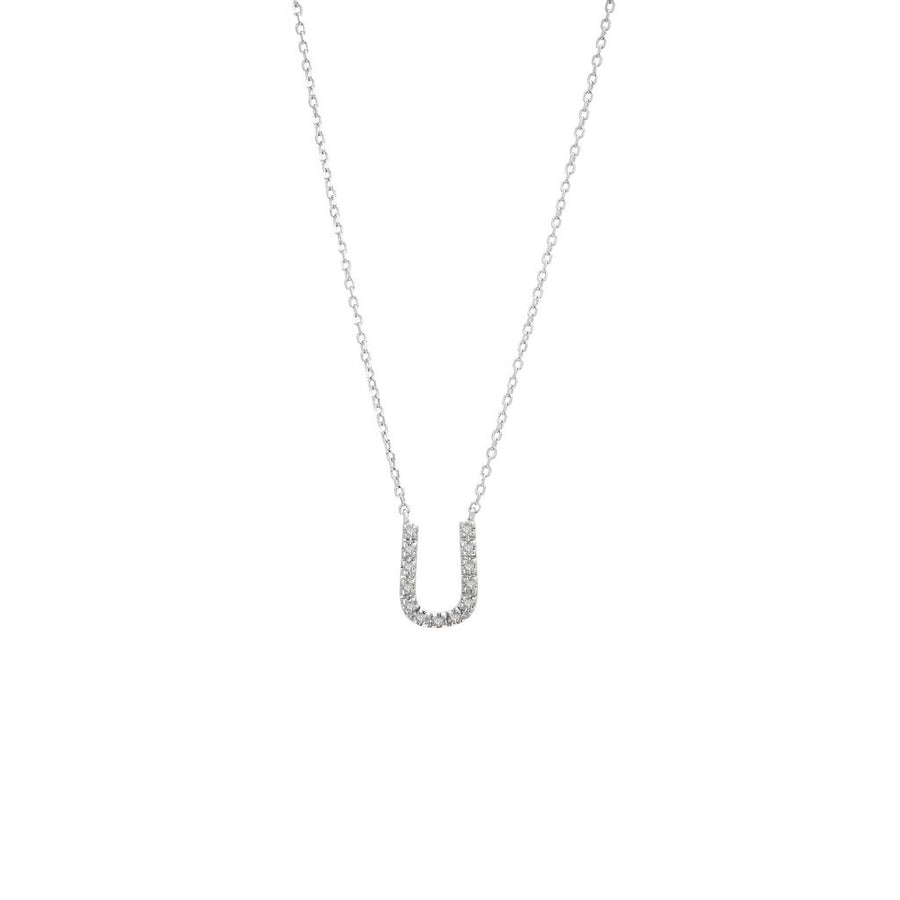 925 Sterling Silver Pave Diamonds Initial Neckalce