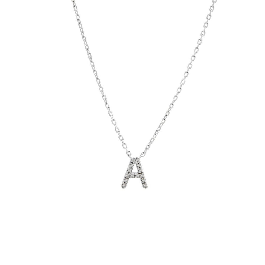 925 Sterling Silver Pave Diamonds Initial Neckalce