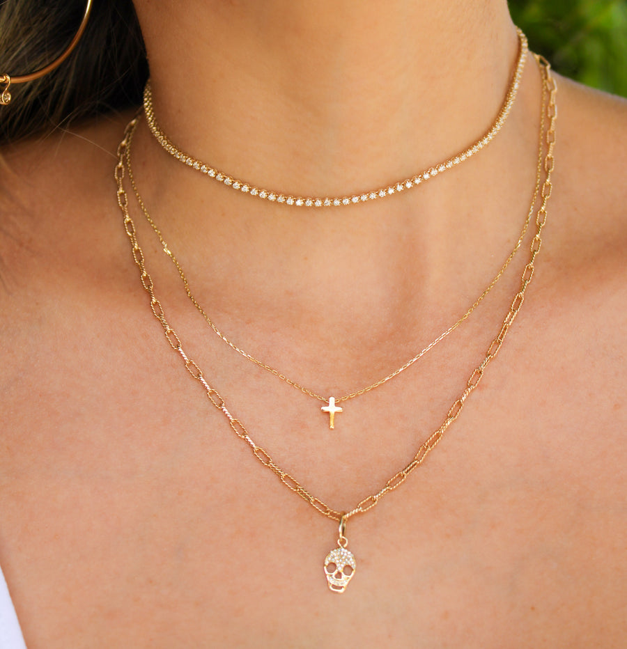 14K Solid Gold Diamond Tennis Choker