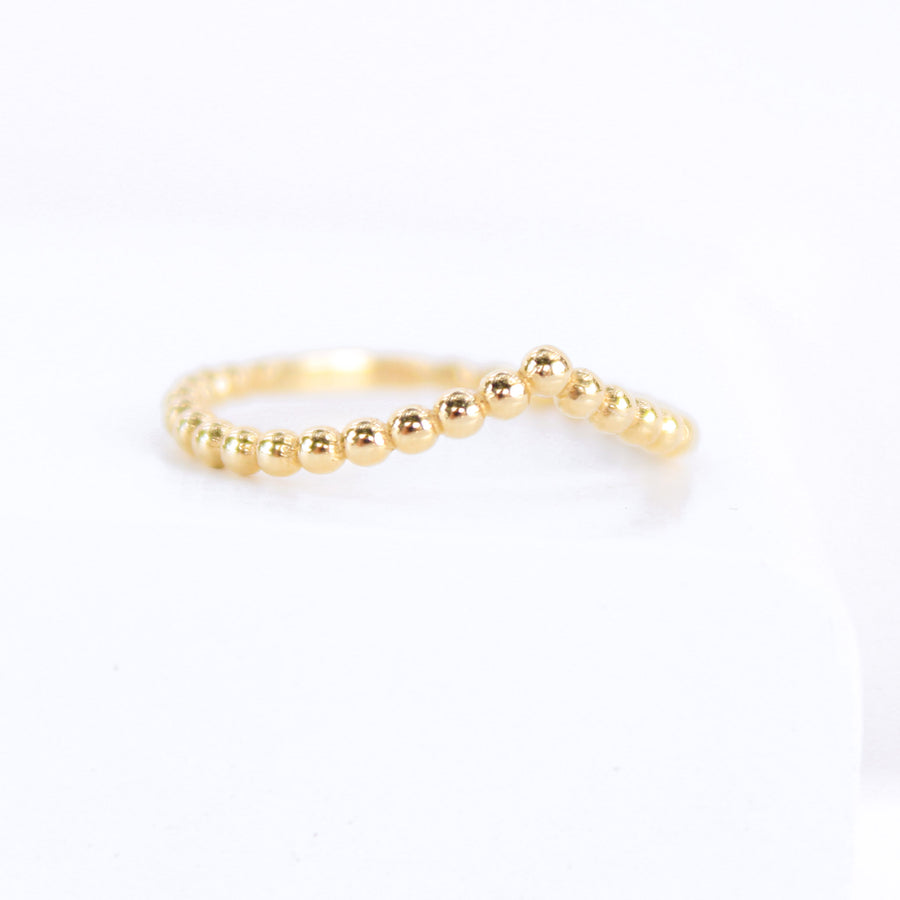 14K Solid Yellow Gold V Balls Ring